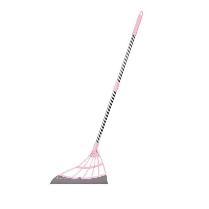 2-in-1 Broom Sweeper Easily Dry Floor Water Stains Remove Dirt Hair Glass Wiper Super Sweeper Broom Home Dormitory Cleaning Tool: Pink Stitching
