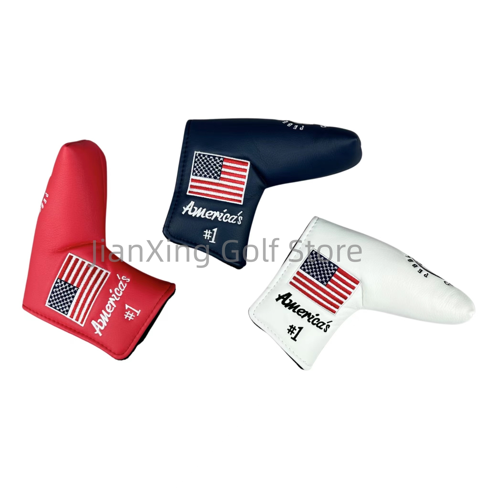 Golf Putter Cover Pu Leather Sluiting Grenen Patroon Golf Club Cover Blade Putter Cover Protector
