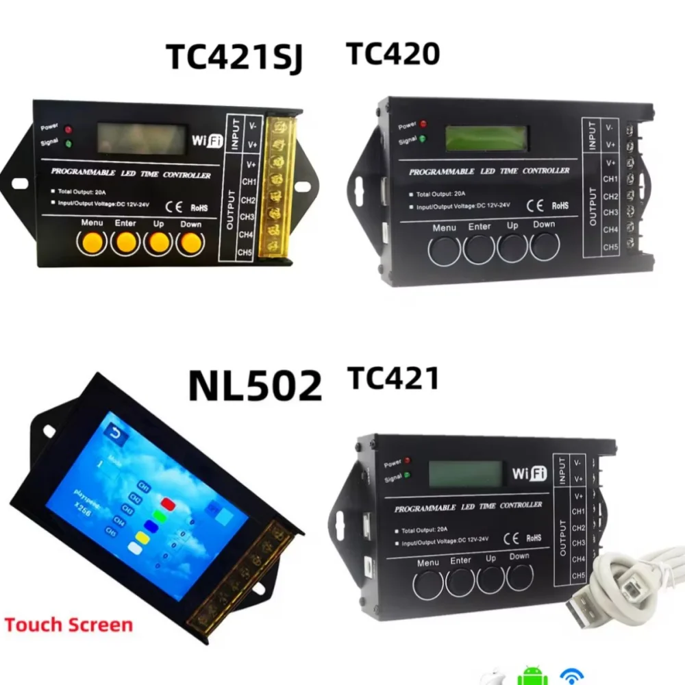 Programowalny sterownik czasowy  tc420 tc421 nl502 wi-fi aplikacja komputerowa sterowanie 12v-24v 20a 5ch cct ściemniacz rgb rgbw sterownik taśmój doprowadziło