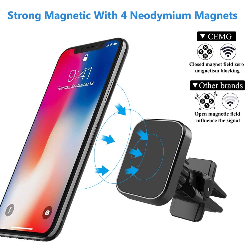 Universal rotary lock vent hole magnetic car bracket auto supplies mobile phone bracket for Xiaomi Iphone 11 X Xs Samsung note