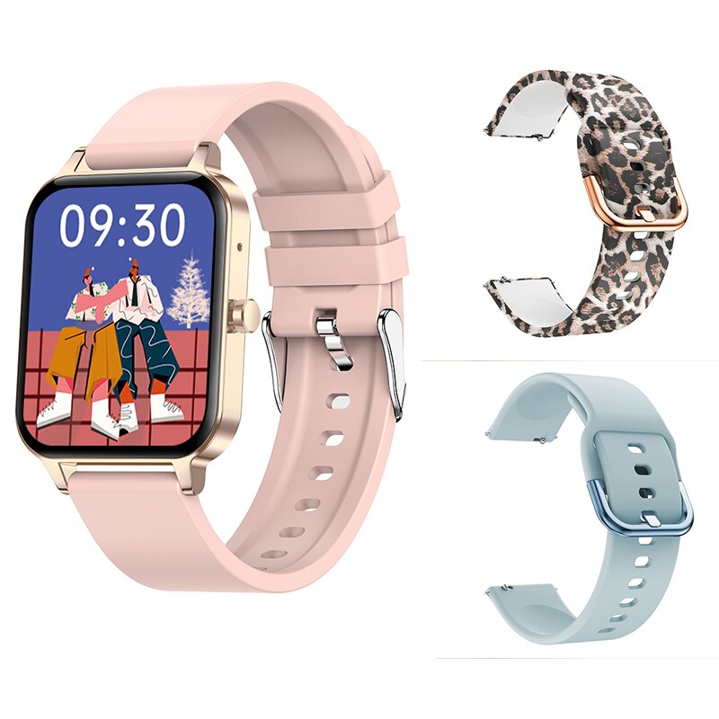 STrollAR MP3 Smart Watch Women Man Music Player Phone Call Body Temperature Connect Wireless Earphones Fitness Smartwatch Clock: Camel