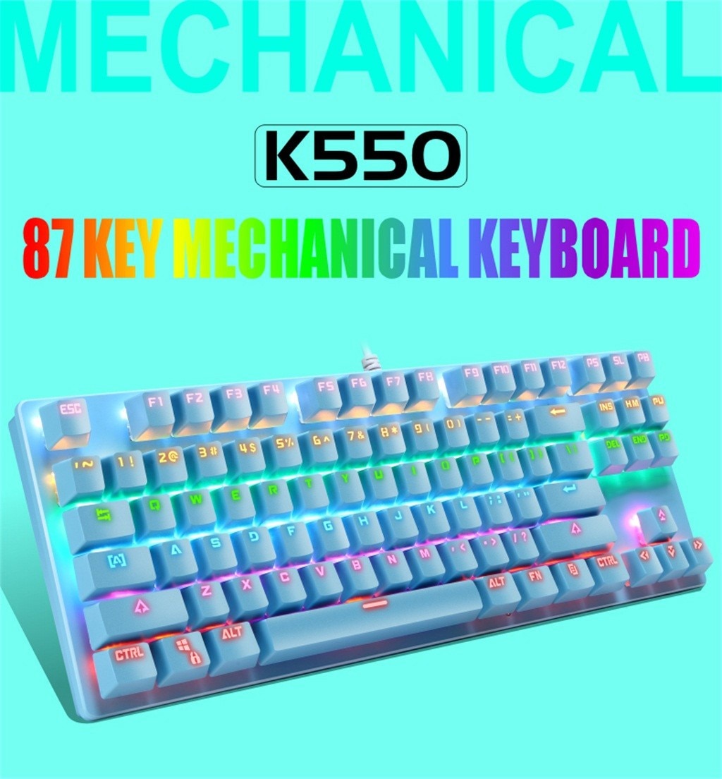 K550 Mechanische Usb Toetsenbord Kleurrijke Led Verlichte Backlit Gaming Toetsenbord Desktop Kantoor Entertainment Voor Laptop Pc Gamer
