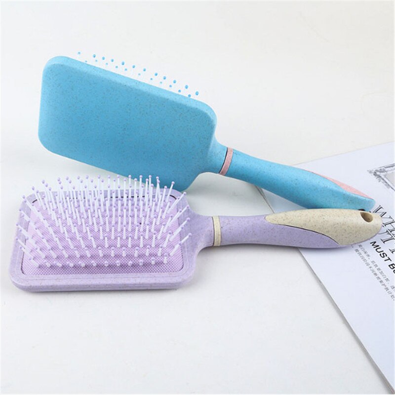 Palha de trigo escova de cabelo profissional almofada cabelo massagem pente palha escova massagem estilo do cabelo almofada de ar plana pente quadrado