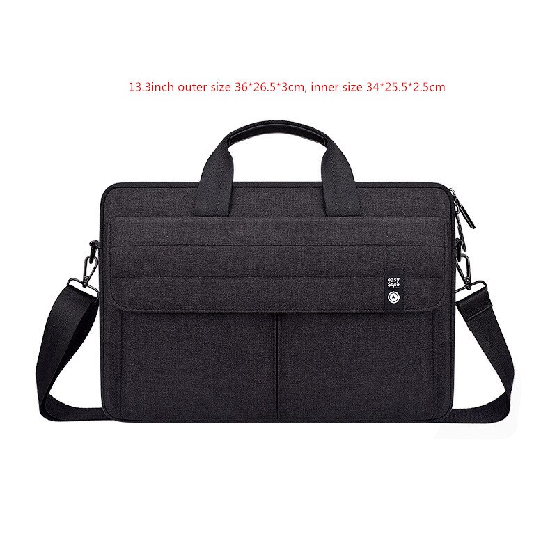 Maletcase3/14,1/15,6 pulgadas para hombre y mujer, bolsa para portátil, bolso de hombro cruzado a prueba de golpes, impermeable, para viaje, oficina, bolsita de negocios: B black S