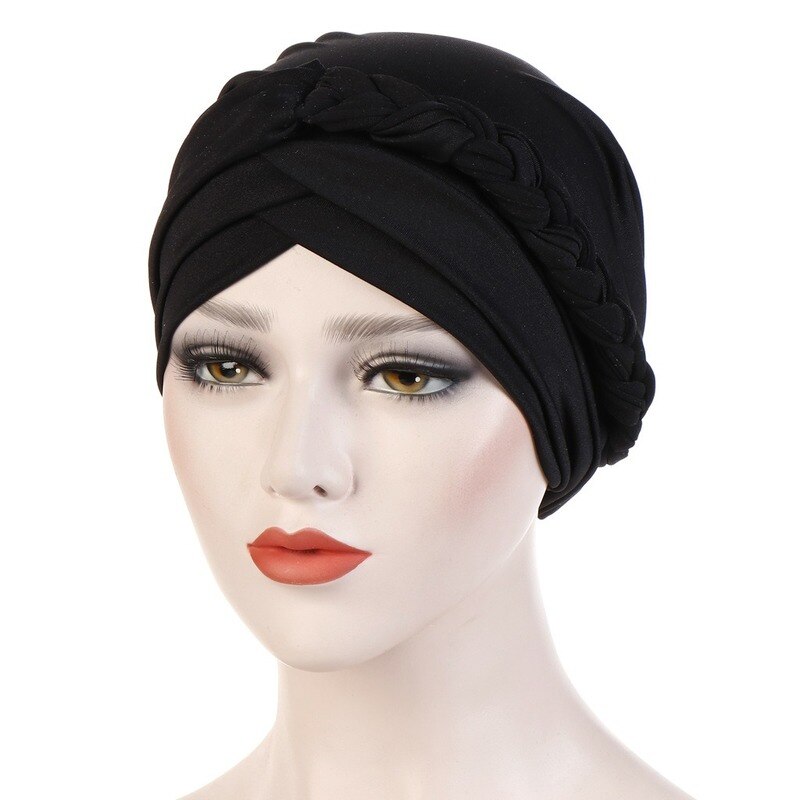 Vrouwen Dames Moslim Haaruitval Stretch Tulband Caps Kanker Chemo Hoed Effen Kleur Braid Head Sjaal Beanie Bonnet