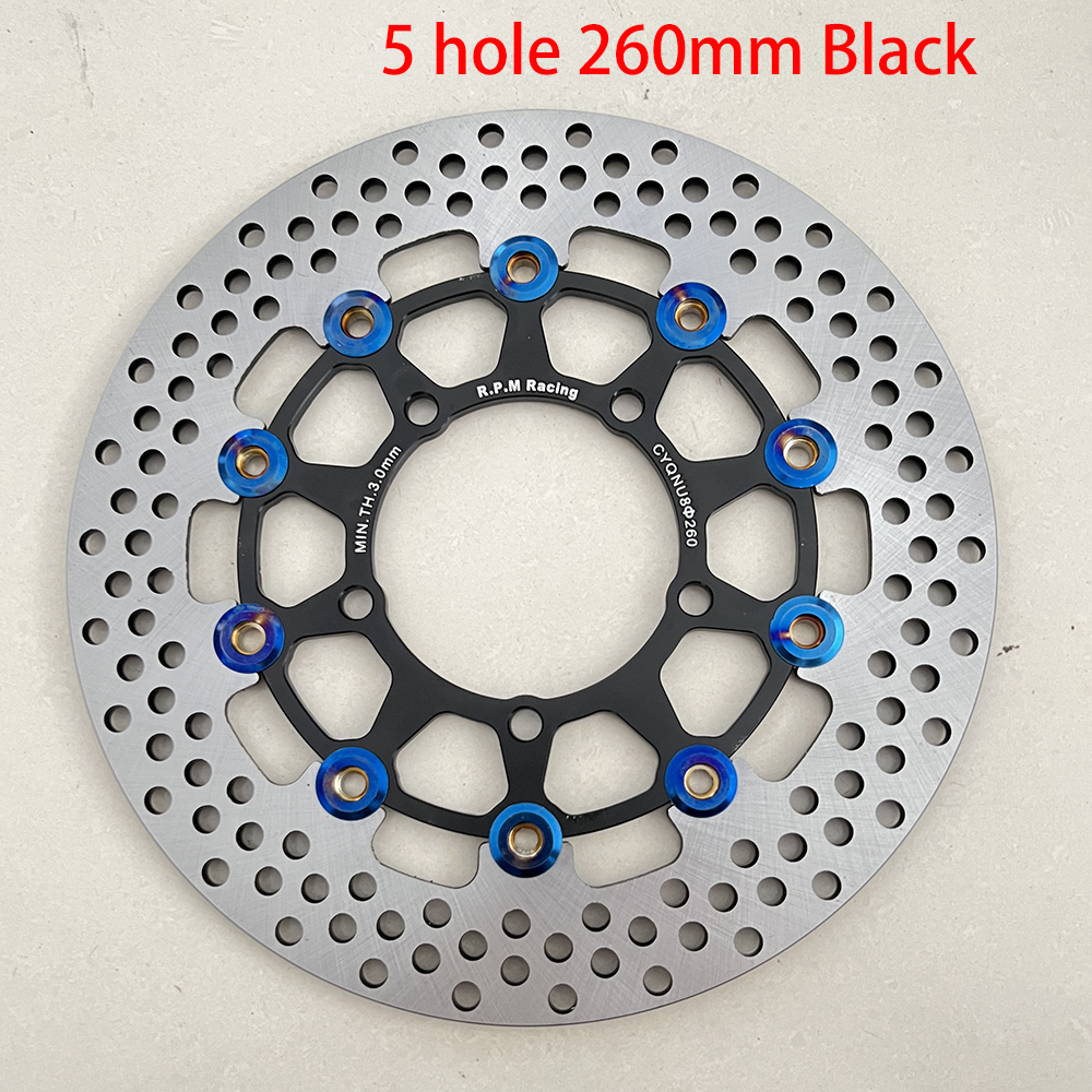 Universal Aluminum alloy Floating discs motorcycle brake disc Outside diameter 200mm/220mm/245mm/260mm Rapid cooling brake pads: Black 260mm