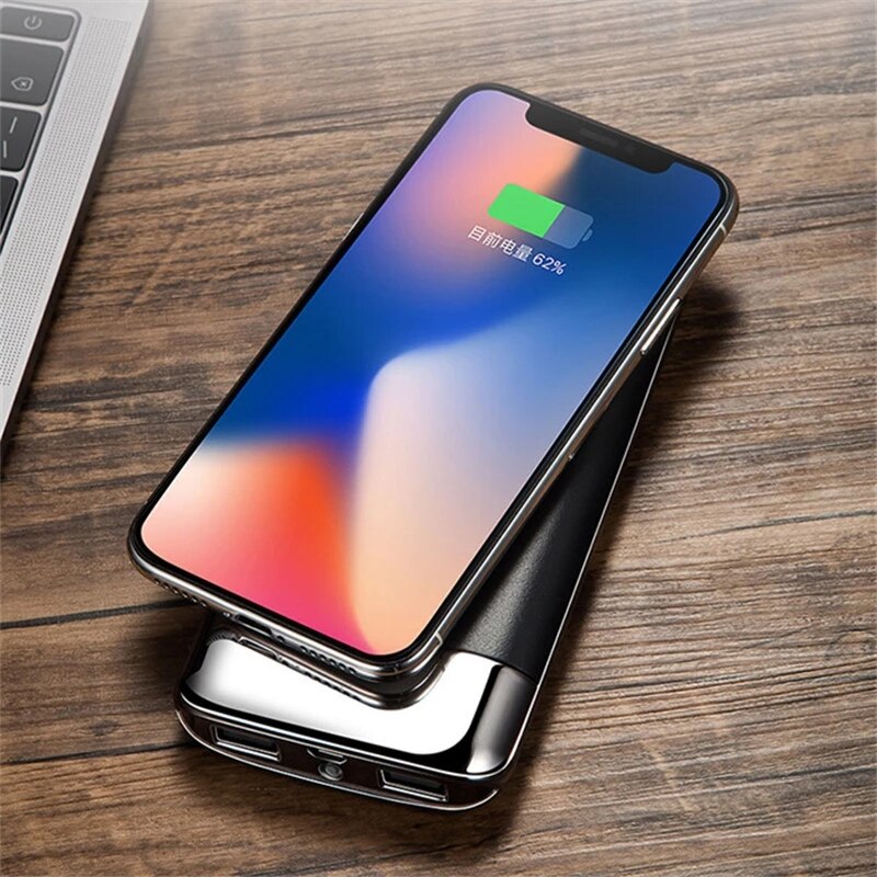 50000Mah Power Bank Externe Batterij Bank Ingebouwde Draadloze Oplader Powerbank Draagbare Qi Draadloze Oplader Voor Iphone 8 samsung