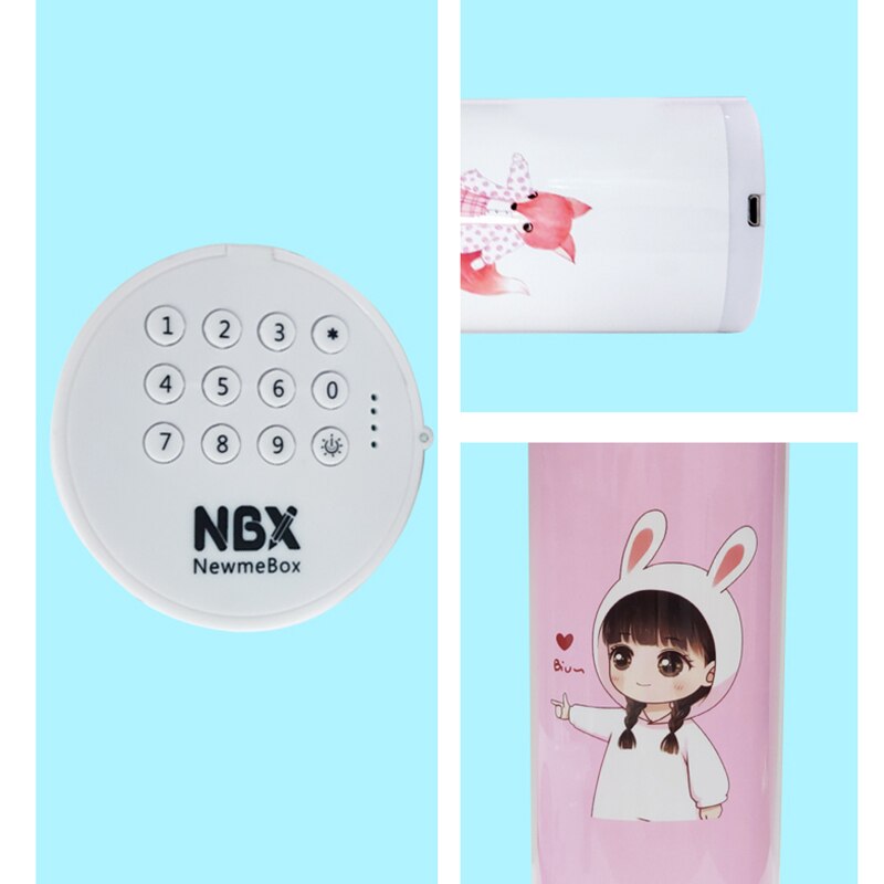 Newmebox Password Pencil Case Cartoon Pattern Pen Holder Large Capacity Stationery Box Coded Lock Home Office School Storage Bag