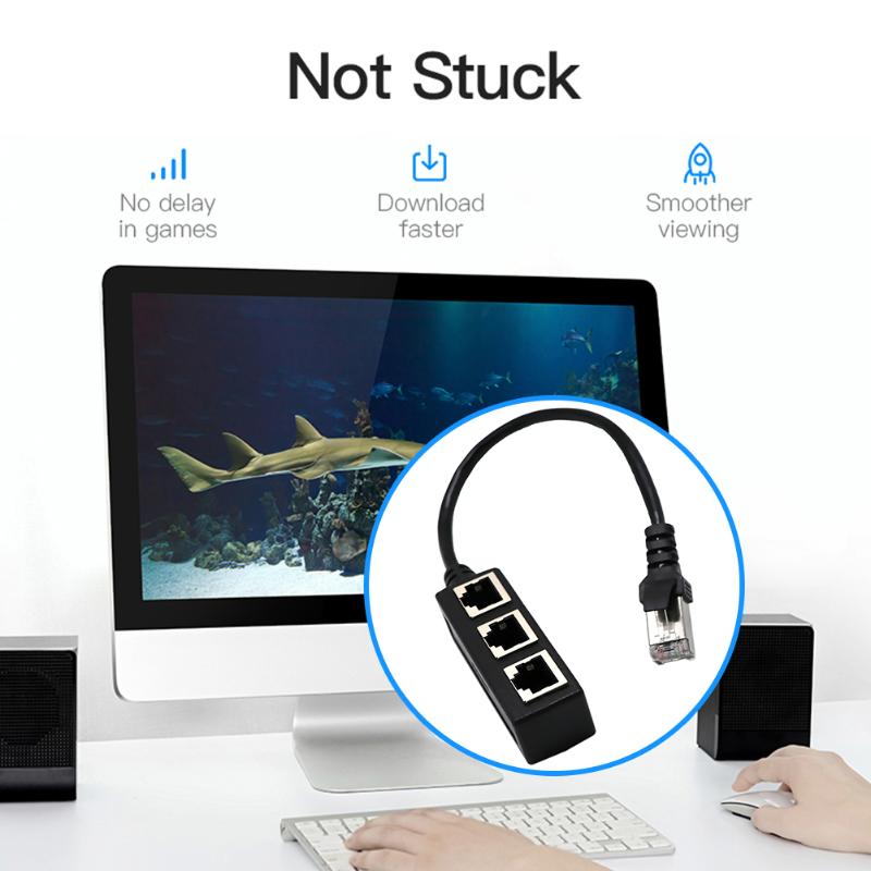 LAN Ethernet réseau RJ45 connecteur 1 mâle à 3 femelle séparateur adaptateur câble d'extension pour ordinateur PC câble réseau