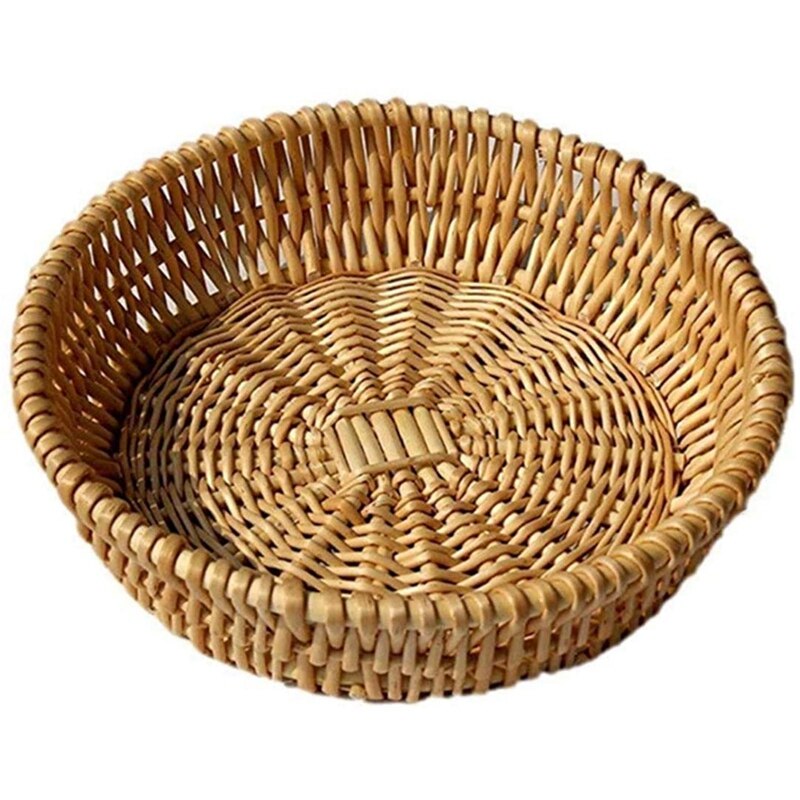 Hand-Woven Basket, Wicker Basket, Food Serving Basket for Bread, Fruit, Vegetable Storage, Basket