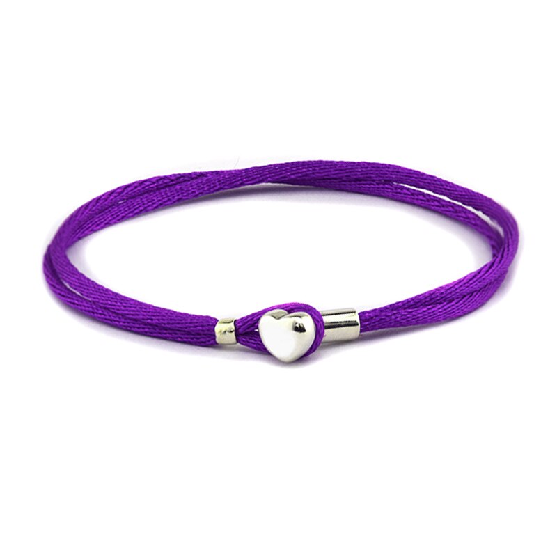 Farverigt stof ledning hjerte spænde armbånd 925 sterling sølv smykker armringe til kvinde smykker fremstilling armbånd & armring: Blå / 18cm