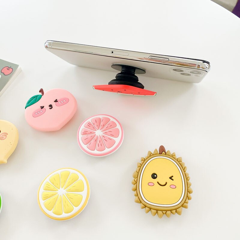 Universal Cartoon Fruit Airbag Phone Bracket For iPhone Samsung Huawei Cute Animal Finger Holder Mobile Phone Expanding Stand