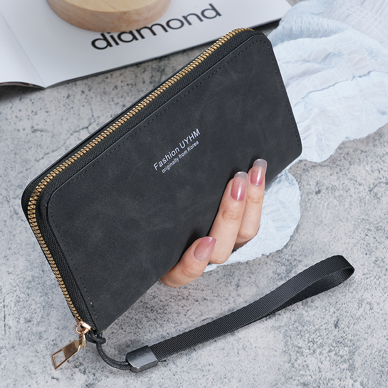Ladies holding a long wallet Korean handbag multi-function card bag mobile phone bag coin purse female wallet: black