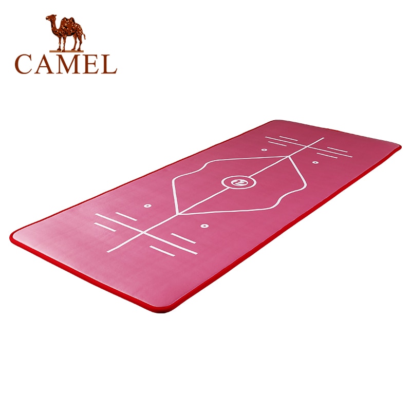 CAMEL Yoga Mat Waterproof Position Line Natural Rubber Gym Fitness Pilates Folding Non-Slip Training NBR Workout 185*80cm15mm