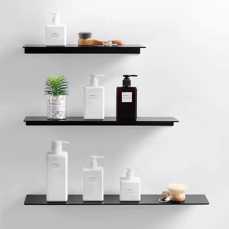 WZLY Bathroom Shelves Black Aluminum Wall Mounted Square Kitchen Shelves Bathroom Shower Storage Racks Shampoo Cosmetic Shelf