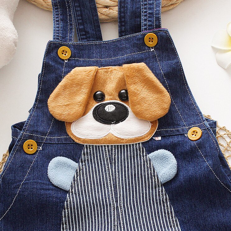 Kleinkind Baby Jungen Mädchen Overalls, Leichte Nette Cartoon Hund Sleeveless Denim Overall