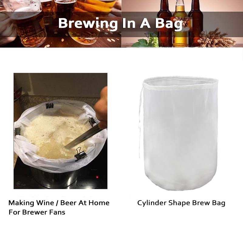 Brouwen Filter Bag 120 Mesh Cilinder Vorm Graan Brouwen Tas Nylon Uitpersen Brouwen Tas voor Bier Wijn Maken Food Grade emmer Filter