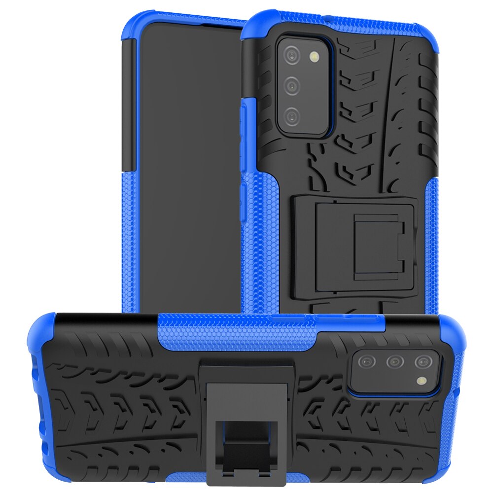 Coque rigide résistante aux chocs pour Samsung Galaxy A02s, étui de téléphone robuste, armure PC Funda Capa: Blue