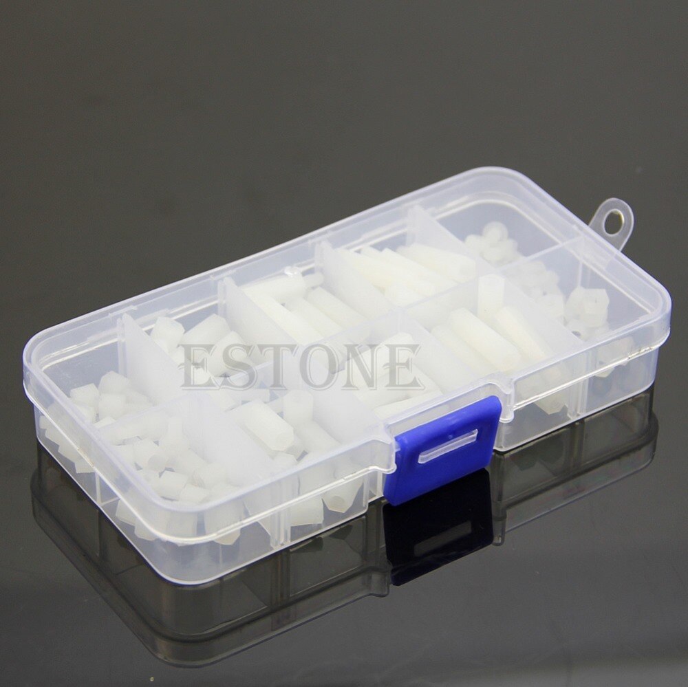 M3 Nylon Hex Spacers Screw Nut Assortment Kit Stand off Plastic Accessories Set-Y103