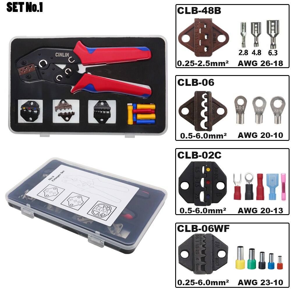 DuPont Terminals Crimp Pliers Interchangeable Dies Wire Crimper Crimping Tools Ratcheting SN-48B PH2.0 XH2.5 JST2.5 VH3.96: 02C-06-06WF-48B BOX
