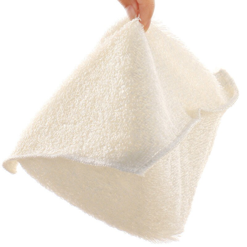 6Pcs 20x25cm White Dish Cloth Solid Color Kitchen Cleaning Towel Thick Rag Absorbent Scouring Pads