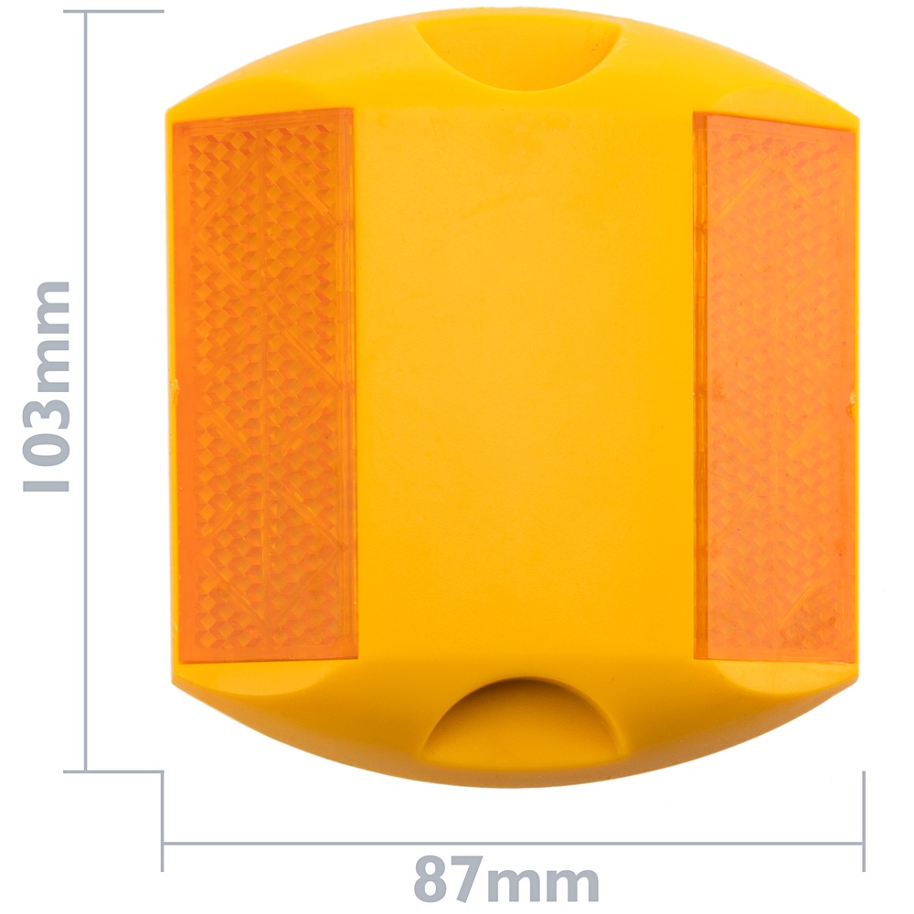 PrimeMatik - Reflector de carretera de 103 x 87 mm. Captafaros para suelo de plástico amarillo