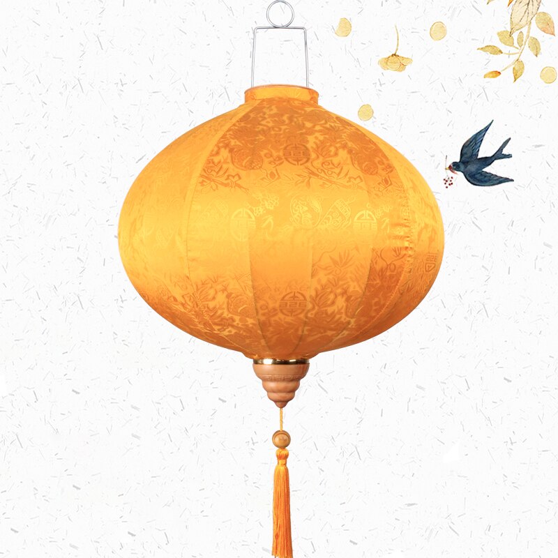 Year Lantern Party Wedding Ancient Lantern Vietnam Diamond Pattern Silk Cloth Round Lantern Retro Decoration: 2 / 12inch