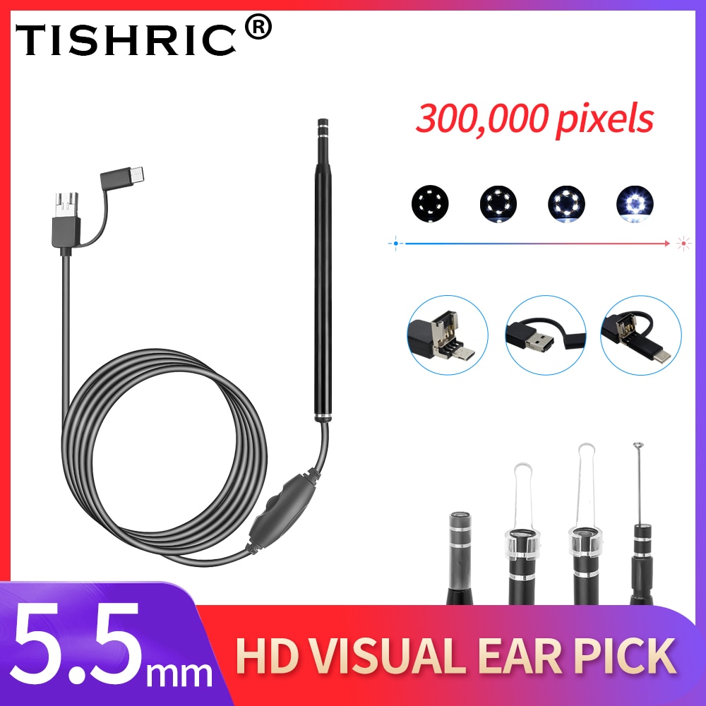 TISHRIC Usb Endoscope Camera For The Phone Wifi Otoscope Camera Ear Cleaning Inspection Camera Ear Otoscope For Android PC