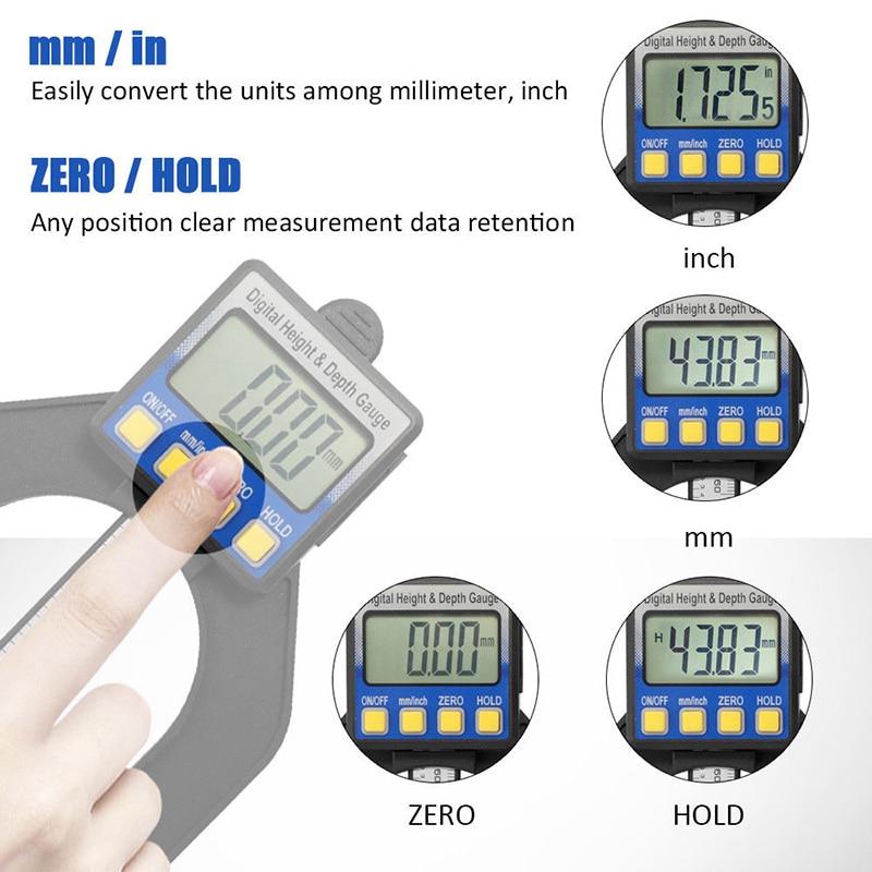 LCD Digital Height Depth Gauge Slide Caliper Vernier Ruler 0-85mm Measuring Tool CLH@8