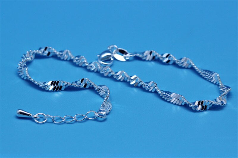 Trendy Wave Enkelbanden Voor Vrouwen Sieraden Mode 925 Sterling Zilveren Armband Meisjes Lady Accessoires Enkelbandje Vrouwelijke