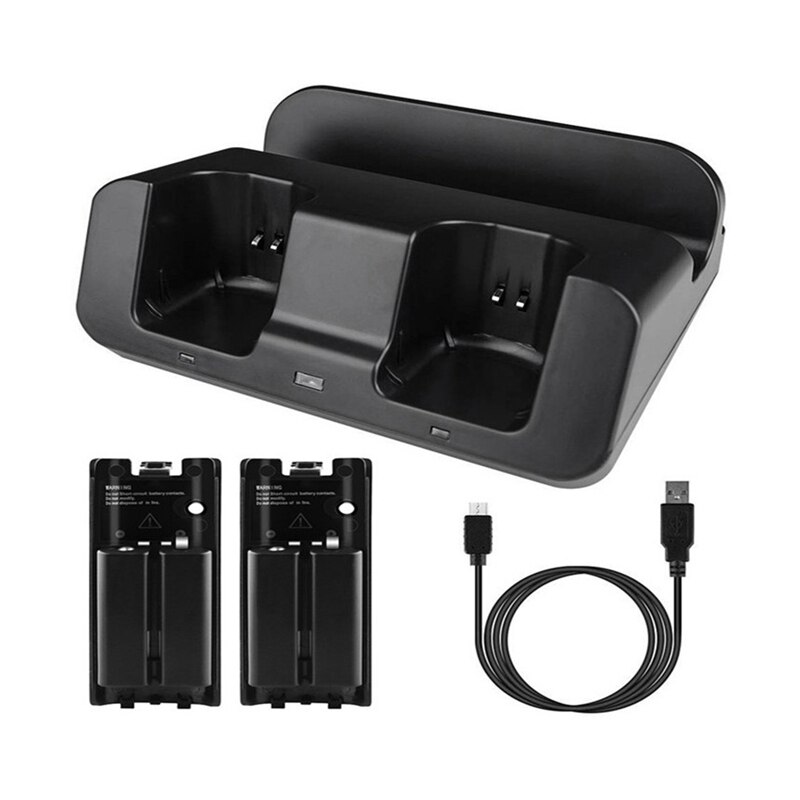 Chargeur Wii U, Station de recharge Wii support de quai Wii pour télécommande Wii et manette Wii U, 2 pièces Batteries 2800MAh et cordon de charge-B: Default Title
