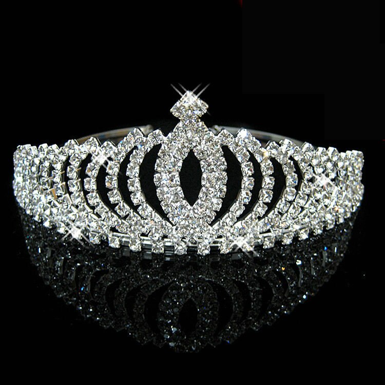 Pearl Inlaid Crowns Tiaras Bridal Wedding Jewelry Accessories Princess Birthday rhinestone Crystal Tiara: 3