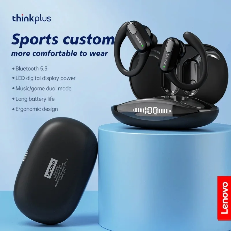 Lenovo Xt80 Bluetooth 5.3 Oortelefoon Echte Draadloze Hoofdtelefoon Met Microfoon Knop Controle Ruisonderdrukking Oorhaken Waterdichte Headset