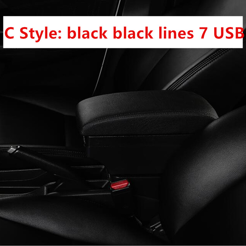 Algemene Armsteun Doos Pu Lederen Auto-Styling Centrale Winkel Inhoud Universele Armsteun Doos Met Bekerhouder Producten Accessoires: C black black line