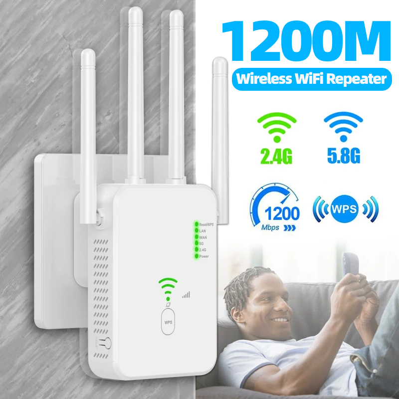 1200m wireless wifi repeater wifi extender long range wi-fi signal repeater dual-band 2,4g 5,8g high gain amplifier wps router