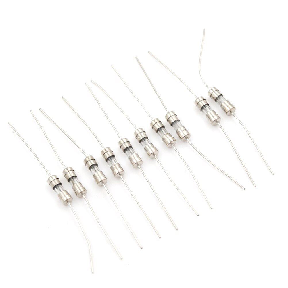 10pcs 3.6*10mm T3.15A 3150mA 250V Slow Axial Fuse Glass Tube With Lead Wire T3.15A 3150mA 250V Slow Fuse