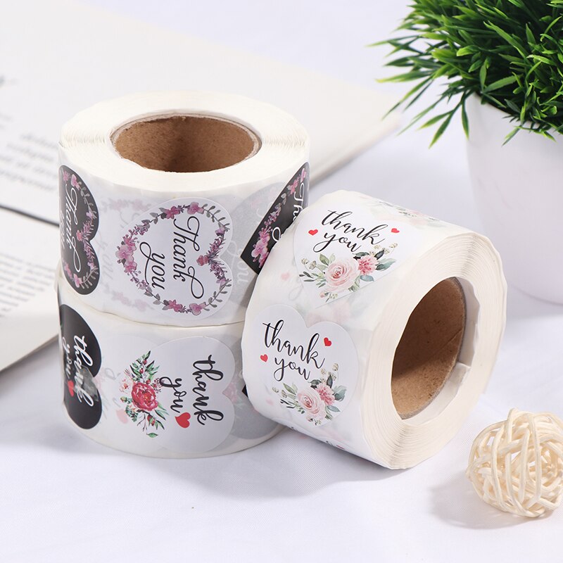 500Pcs Etiketten Stickers Hartvorm Dank U Stickers... – Grandado