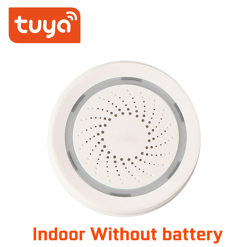 Tuya wifi udendørs vandtæt alarm sirene sensor 130db lyd trådløs smart life hjemmesikkerhedssystemer alexa google ifttt: Uden batteri
