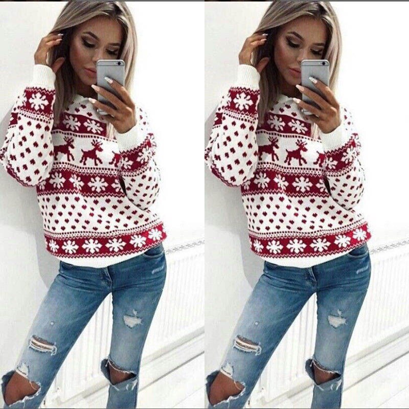 Vrouwen Trui Cartoon Trui Tops Coat Kerst Winter Womens Dames Warm Korte Dame Truien Kleding SW1449