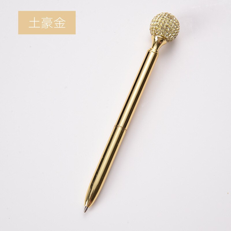 Creativity metal Spinning Ballpoint Pen Luxury Diamond Ball Point Pen 1.0mm Ballpoint Pen Office School Writing Stationery: Golden