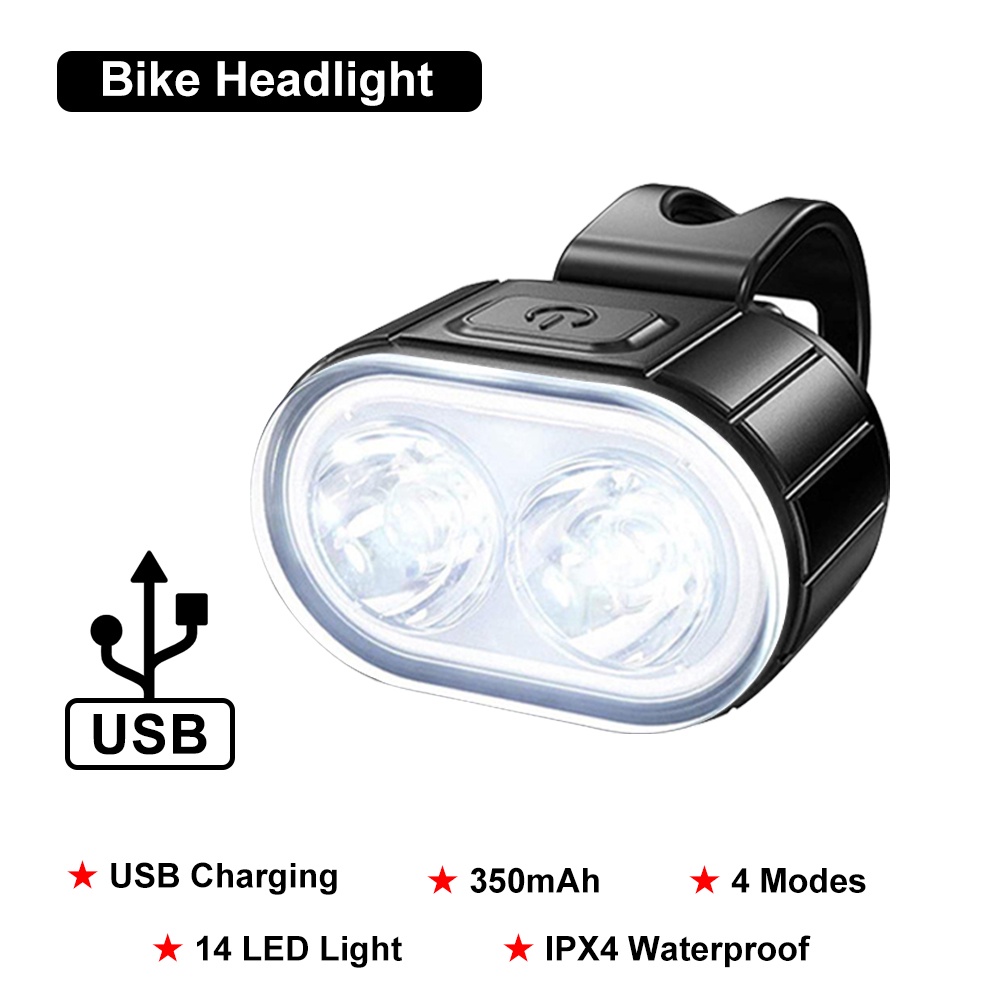 Luces de bicicleta, lámpara LED para bicicleta de montaña, luz delantera y trasera, recargable por USB, luz trasera para bicicleta, lámparas impermeables para ciclismo: Blanco