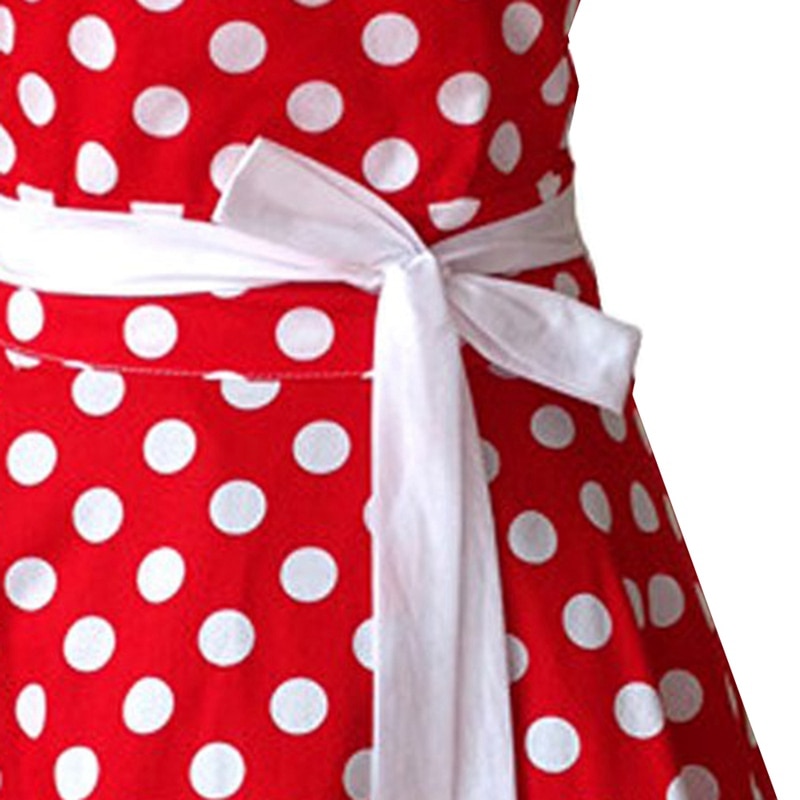 Dejlige kæreste rød retro køkken forklæder kvinde pige bomuld polka dot madlavning salon vintage forklæde kjole jul