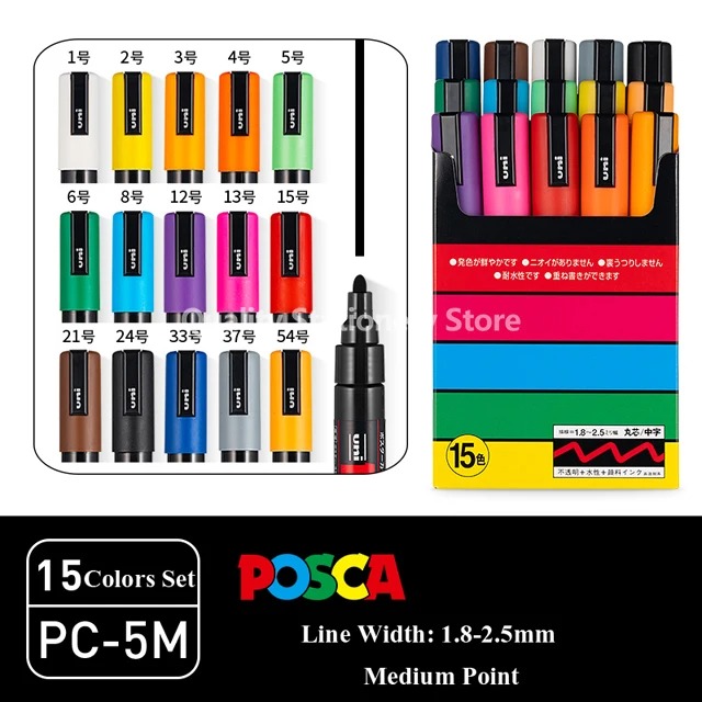 Uni Posca-Juego de marcadores PC-1M PC-3M PC-5M, pintura de Graffiti Pop, póster publicitario, suministros de arte de Color a base de agua, accesorios de oficina: Naranja