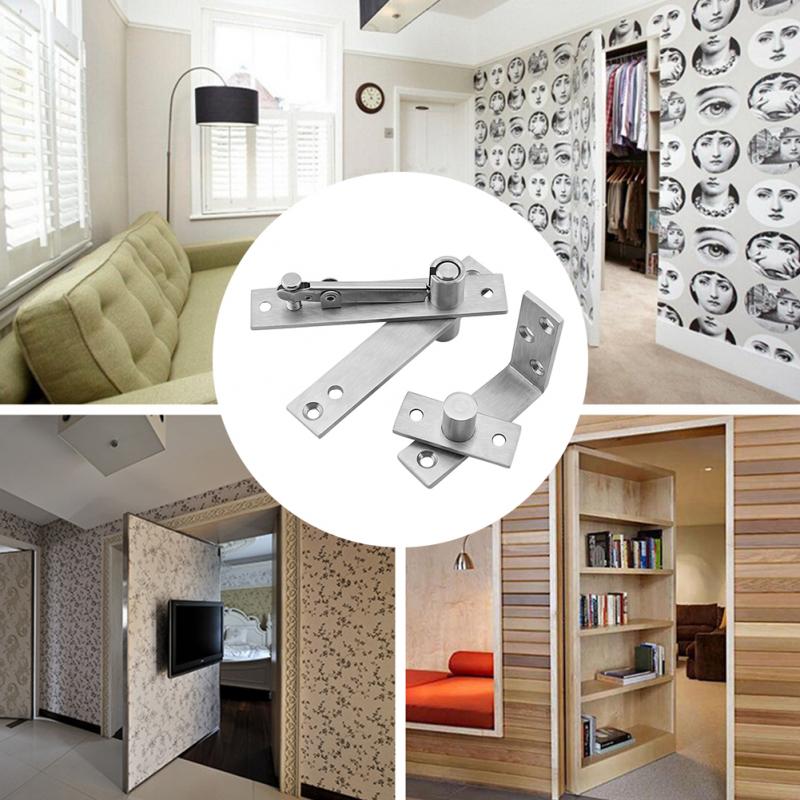 L Shape Door Hinge 304 Stainless Steel 360 Degree Rotation Pivot Shaft Hardware For Cabinet Up shaft Bottom shaft