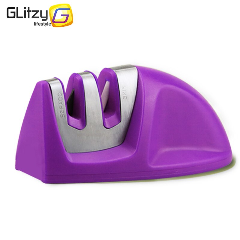 Messenslijper 2 Stadia Mes Slijpsteen Slijpsteen Whetstone Molen Huishoudelijke Diamant En Keramische Stadia Anti-Slip Basis: Purple