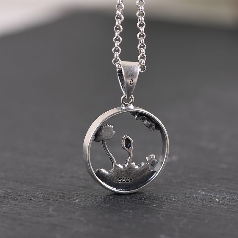 Balmora 925 sterling sølv lotusblomst vedhæng & vedhæng halskæde bijoux kvinder elsker retro smykker