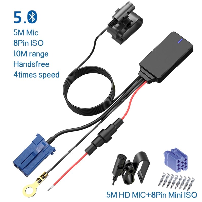 8Pin Wireless Handsfree Bluetooth 5.0 Module Aux Cable ISO Adapter Dongle Audio Stereo Mp3 for Skoda Polo-EOS Golf Passat Toura