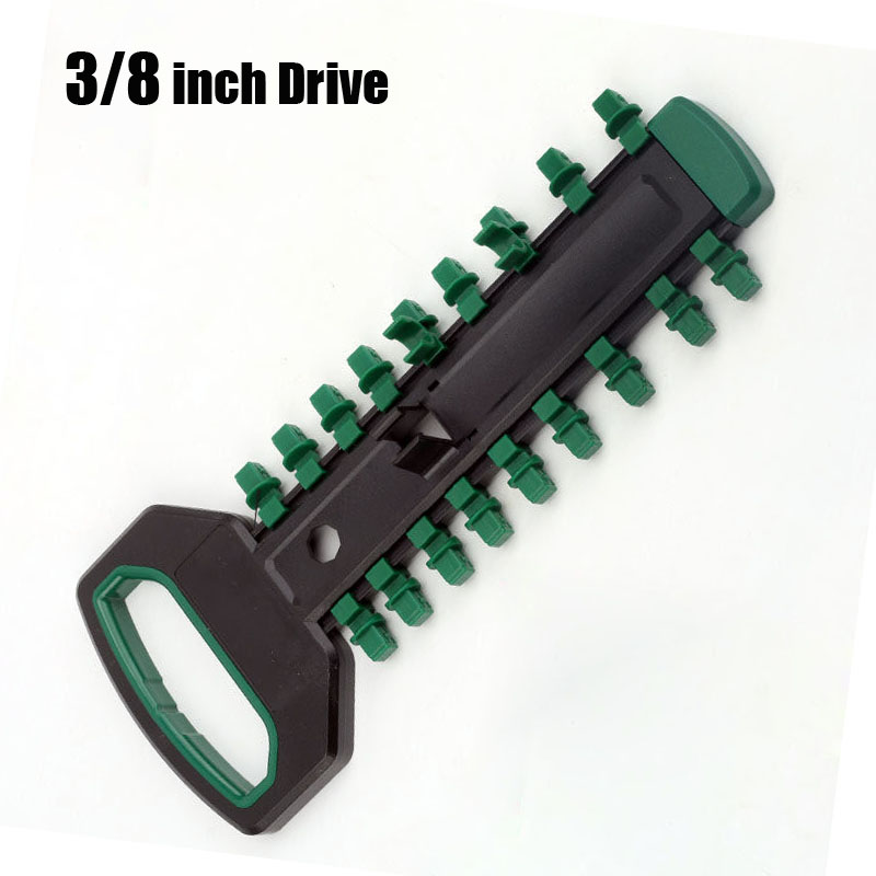 Jeu de clés à douille, organisateur de rangement, entraînement 1/4 "3/8" 1/2 ", Interface carrée, plateau à douilles, support coulissant, support de clés à douille: PU ciel