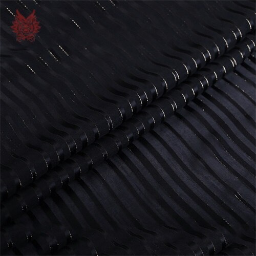 Lujo lurex stripe brocado 100% tela de seda pura para vestido de 8mm SEDA natural tissu tecidos stoffen telas para coser SP5255: Black per pic