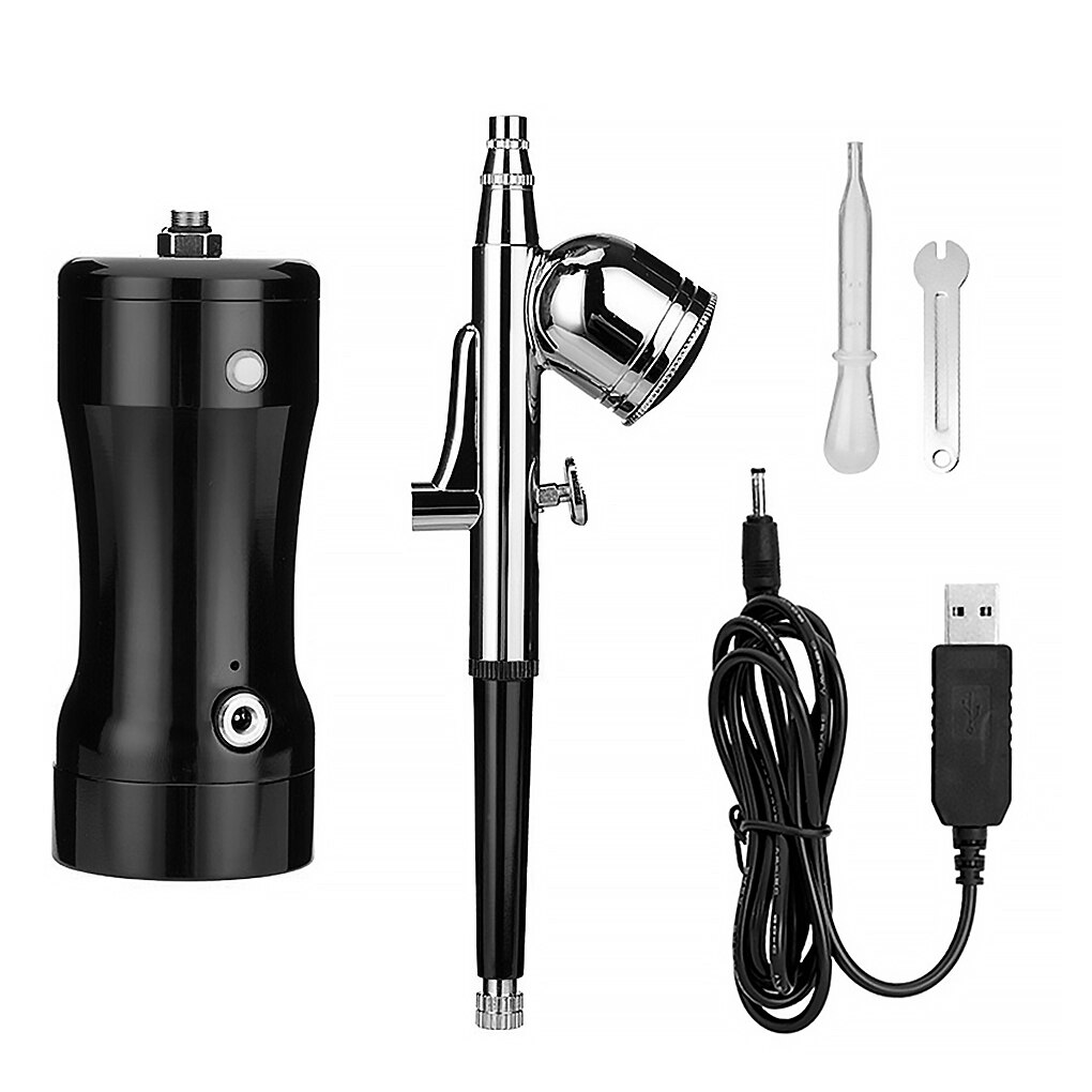 Multi-Purpose Cordless Mini Airbrush Set Spray Pump Gen Pen Air Compressor Kit Portable Air Brush Set Art Painting Spray Model: black